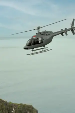 Luxury helicopter flying over scenic landscapes in Bali for aerial tour experience by Bali Assist Co