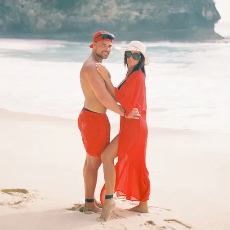 Happy travel couple Amelia and Noah from Australia reviewing honeymoon service by Bali Assist Co