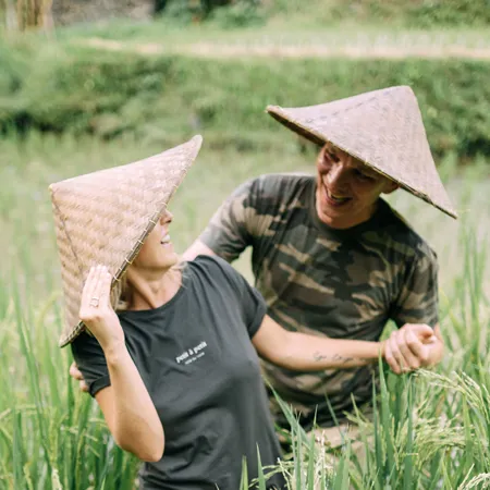 Honeymoon guests Isabelle and Louis from France giving review on Bali tour package by Bali Assist Co