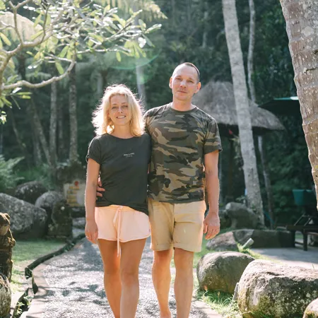 Travel couple Sophie and Tom from United Kingdom sharing honeymoon review for Bali Assist Co