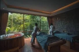 Couple enjoying luxury spa treatment with lush jungle view in Ubud for Day 2 Bali Assist Co itinerary